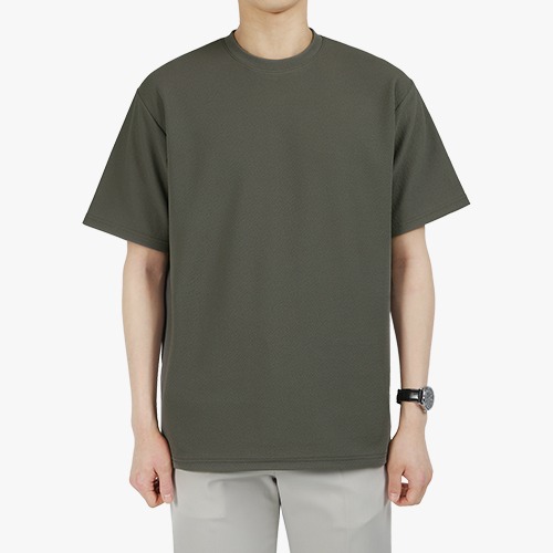 남성용 반팔 오버핏 패더 라운드 티셔츠 E04M15_tc3812