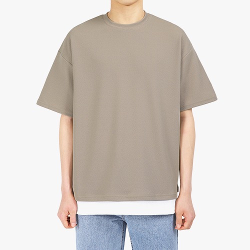 남성용 반팔 더헴 오버핏 라운드 티셔츠 E04M15_tc3800